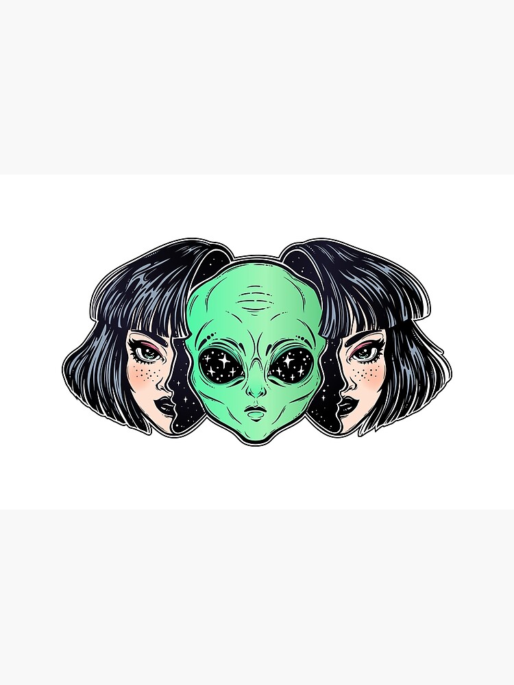 Colorful vibrant portrait of an alien from outer space face in disguise as human girl. by KatjaGerasimova