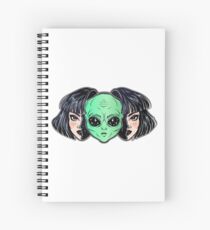 Colorful vibrant portrait of an alien from outer space face in disguise as human girl. Spiral Notebook
