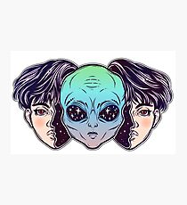 Portriat of the extraordinary alien from outer space face in disguise as a human boy. Photographic Print