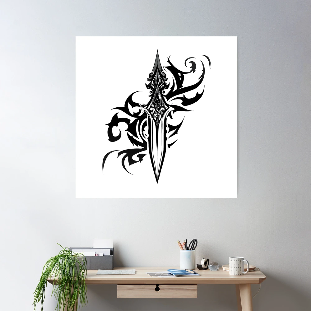 Winged sword tribal tattoo Royalty Free Vector Image