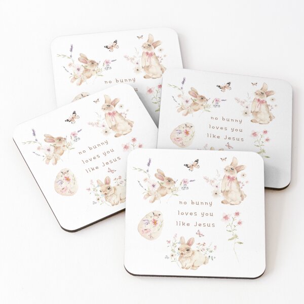 Item preview, Christian Quote - No Bunny Loves You Like Jesus - Happy Bunny with flowers  designed and sold by God Good Grace ..