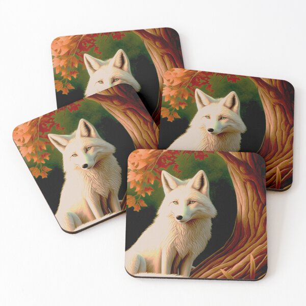 Item preview, white fox under the tree designed and sold by sadieillust.