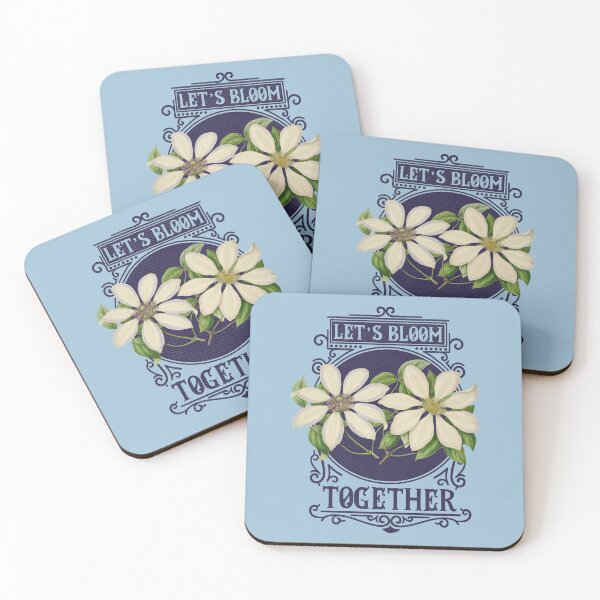 Item preview, Let's Bloom Together | Colorful Artwork | Navy Blue Lettering designed and sold by VintagePlantJoy.