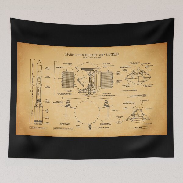 Item preview, Soviet Mars Program: Mars 3 Spacecraft and Lander (Aged Parchment) designed and sold by BGALAXY.