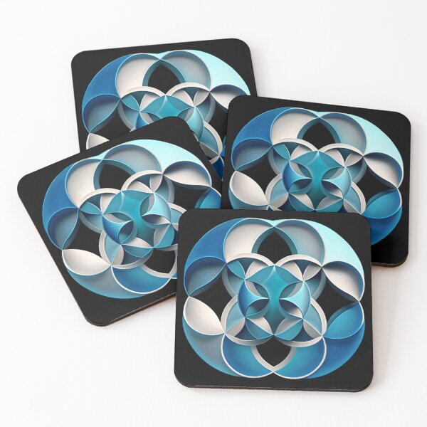 Item preview, Blue geometric floral swirls designed and sold by Geotopica.