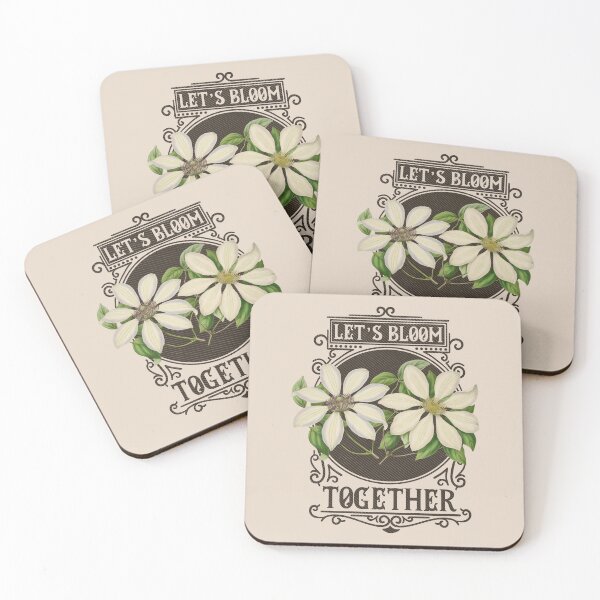 Item preview, Let's Bloom Together | Colorful Artwork | Brown Lettering designed and sold by VintagePlantJoy.