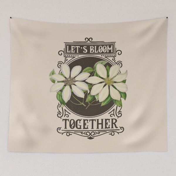 Item preview, Let's Bloom Together | Colorful Artwork | Brown Lettering designed and sold by VintagePlantJoy.