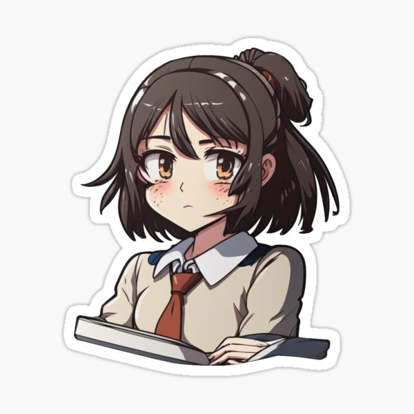 Anime schoolgirl Sticker for Sale by JeffSoesbe