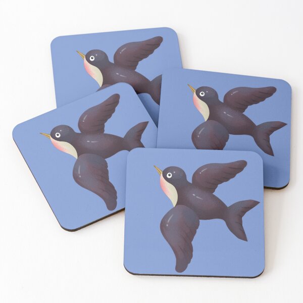 Item preview, Black swallow bird watercolor illustration designed and sold by UnaWu533.