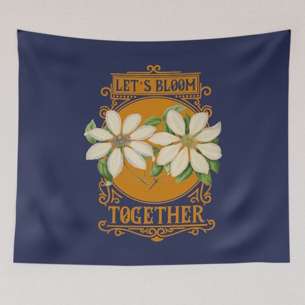 Item preview, Let's Bloom Together | Colorful Artwork | Orange Lettering designed and sold by VintagePlantJoy.