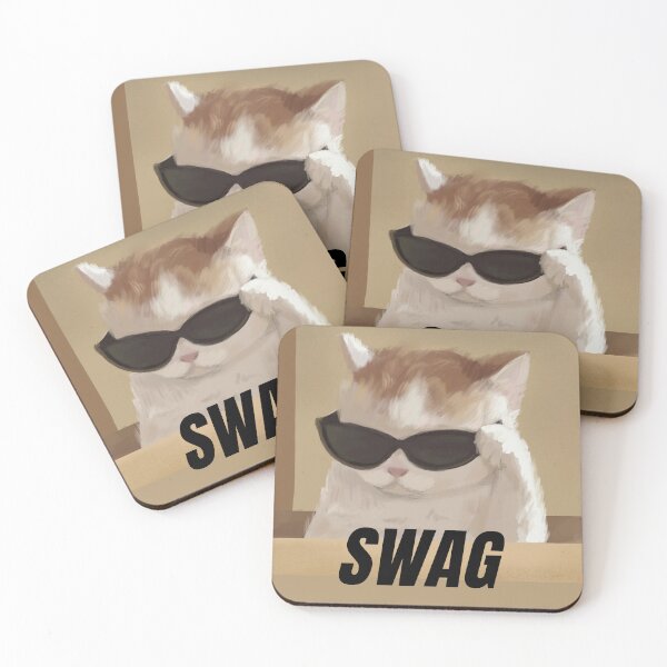 Item preview, Portrait art of swag cat with sunglasses meme designed and sold by QuaxGiftsShop.