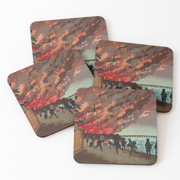 Item preview, Great Fire at Ryogoku - Kiyochika Kobayashi designed and sold by Onodera.