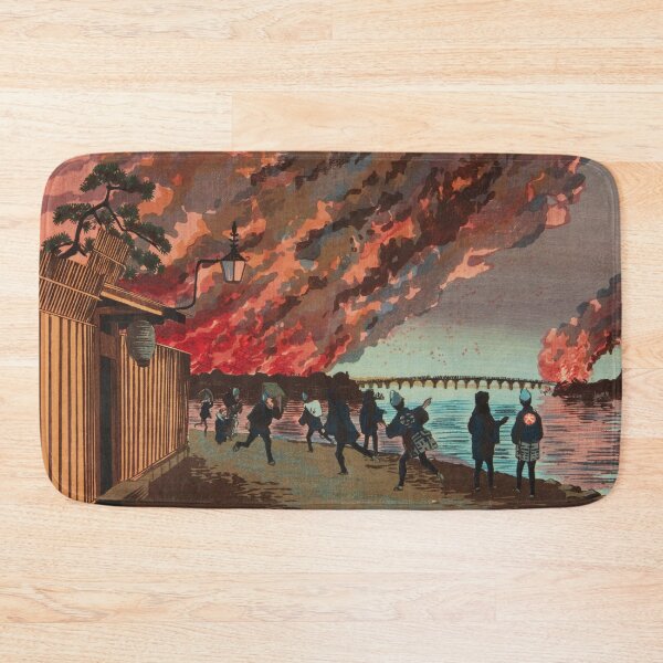 Item preview, Great Fire at Ryogoku - Kiyochika Kobayashi designed and sold by Onodera.