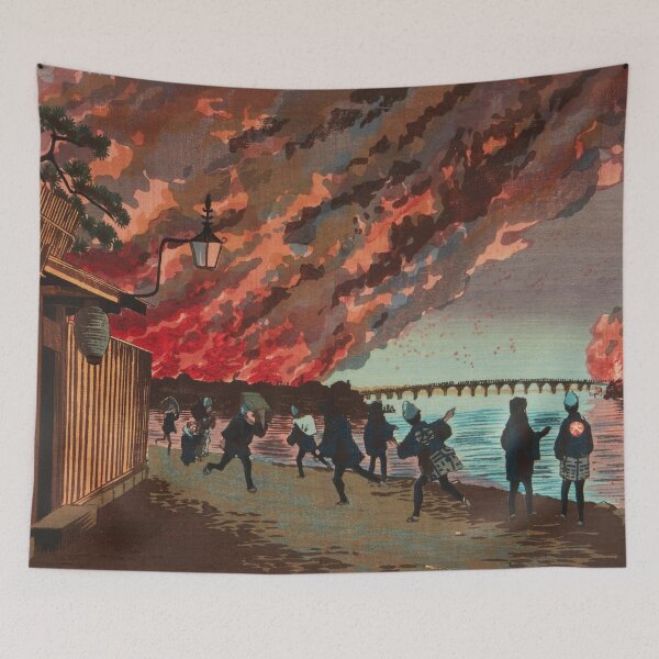 Item preview, Great Fire at Ryogoku - Kiyochika Kobayashi designed and sold by Onodera.