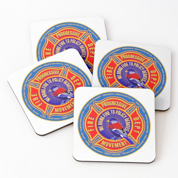 Item preview, PMD00602 Progressive Movement Designs blue funny progressive fire department badge shows you support progressive policy goals for progressive Democrats and Independents and Bernie Sanders supporters designed and sold by ProgressiveLeft.