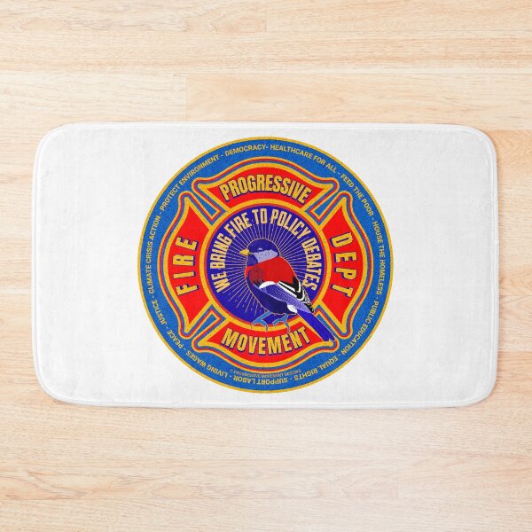 Item preview, PMD00602 Progressive Movement Designs blue funny progressive fire department badge shows you support progressive policy goals for progressive Democrats and Independents and Bernie Sanders supporters designed and sold by ProgressiveLeft.