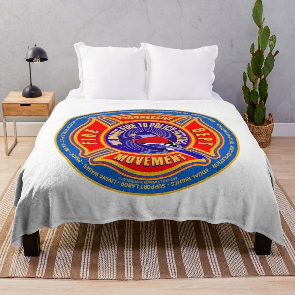 Item preview, PMD00602 Progressive Movement Designs blue funny progressive fire department badge shows you support progressive policy goals for progressive Democrats and Independents and Bernie Sanders supporters designed and sold by ProgressiveLeft.