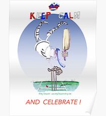 English Cricket Keep Calm and Celebrate Poster