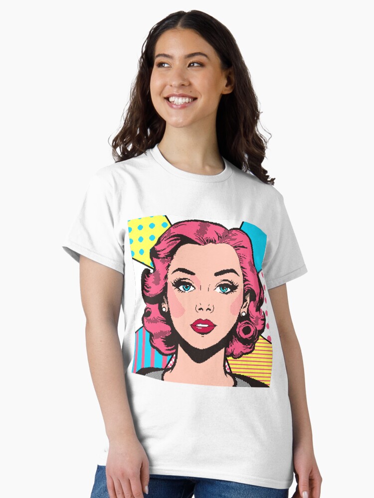 Thumbnail 1 of 7, Classic T-Shirt, Pop-pixel combined art Girl designed and sold by djspacegr.