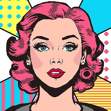 Artwork thumbnail, Pop-pixel combined art Girl by Retroperks