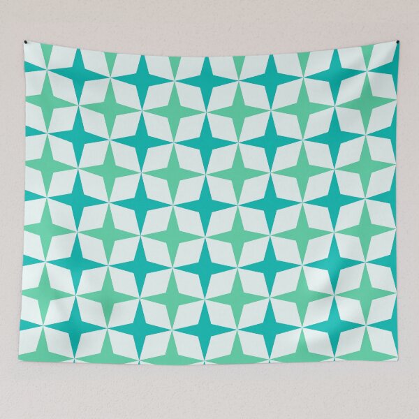 Item preview, Mid Century Retro Atomic Stars Pattern in  green and Teal  designed and sold by Yasminepatterns .