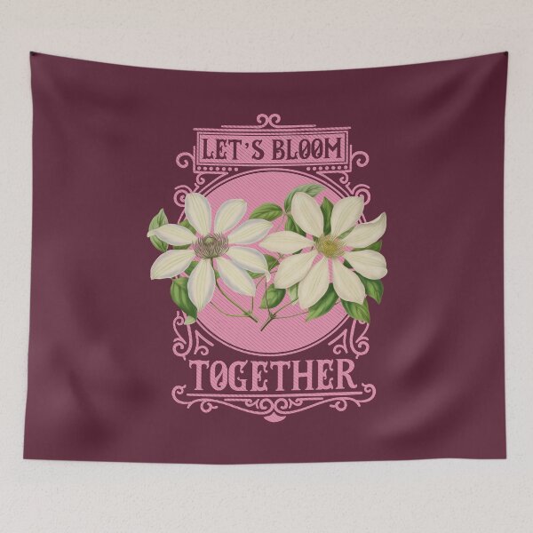Item preview, Let's Bloom Together | Colorful Artwork | Pink Lettering designed and sold by VintagePlantJoy.