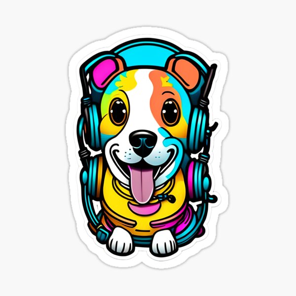 Happy coloful dog Sticker