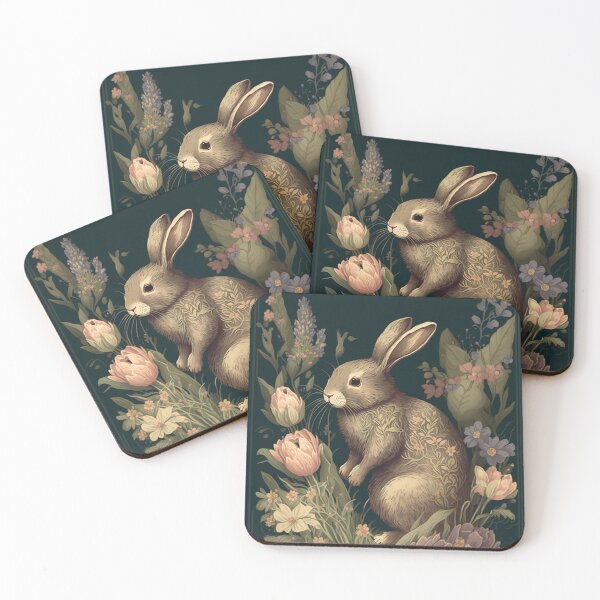 Item preview, Floral Rabbit in a Vintage Garden designed and sold by EmeraldeaArt.