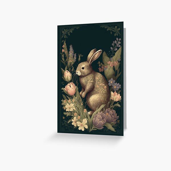 Item preview, Floral Rabbit in a Vintage Garden designed and sold by EmeraldeaArt.