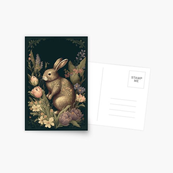 Item preview, Floral Rabbit in a Vintage Garden designed and sold by EmeraldeaArt.