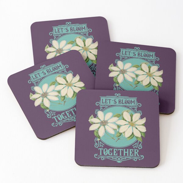 Item preview, Let's Bloom Together | Colorful Artwork | Teal Lettering designed and sold by VintagePlantJoy.