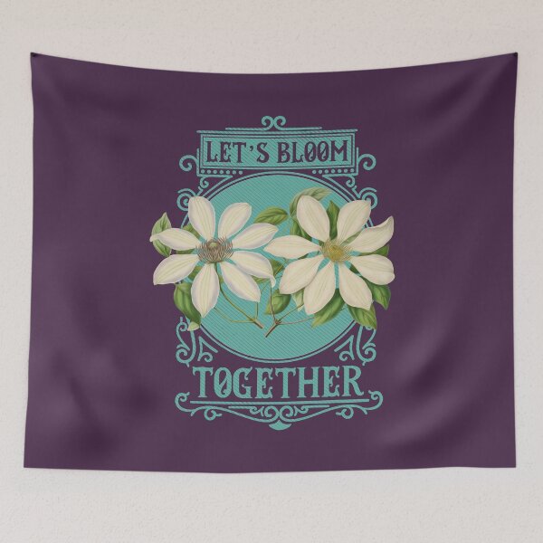 Item preview, Let's Bloom Together | Colorful Artwork | Teal Lettering designed and sold by VintagePlantJoy.
