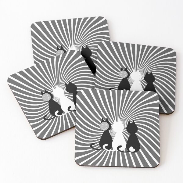 Item preview, funny cats trio in black-white with Smiley under hypnosis designed and sold by PositiveIdeas.