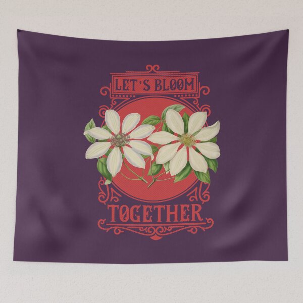 Item preview, Let's Bloom Together | Colorful Artwork | Red Lettering designed and sold by VintagePlantJoy.