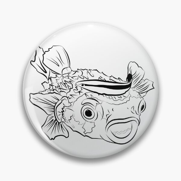 Item preview, puffer fish porcupinefish confused and amazed by cleaner fish designed and sold by MiraNomegusta.