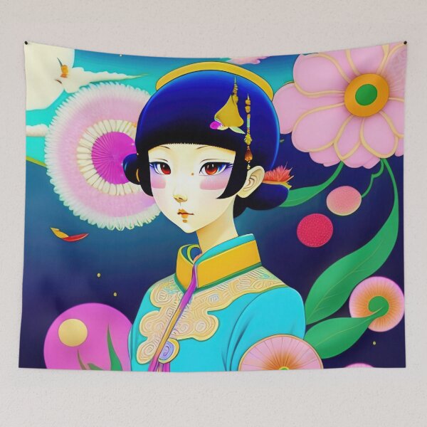 Item preview, Asian woman wearing a hat  in 90's vintage anime surrealism artwork designed and sold by fr4nk87.