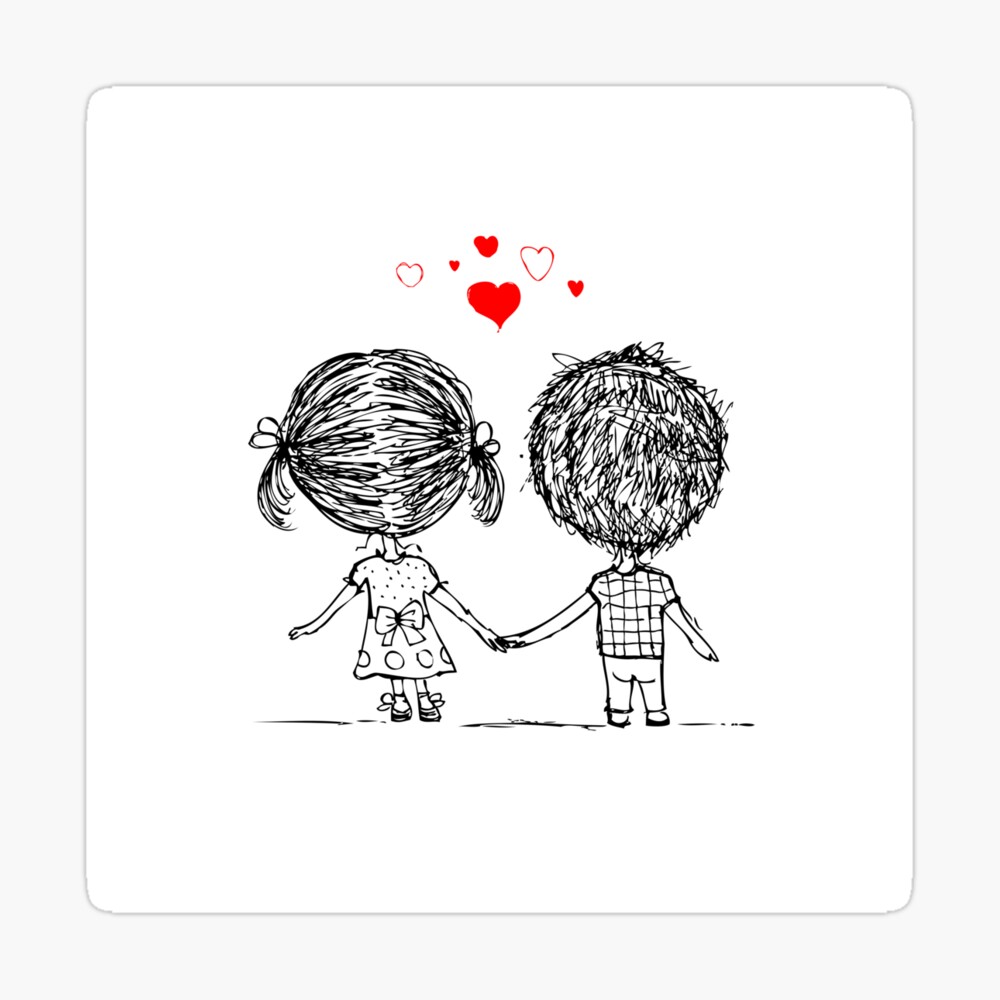 Couple in Love Together Valentine Sketch for Your Stock Vector   Illustration of funny figures 37676342