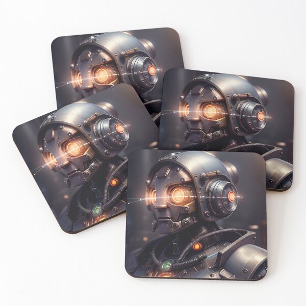 Item preview, Experience the Dieselpunk World with this Glowing-Eyed Robot Portrait designed and sold by CreationP.