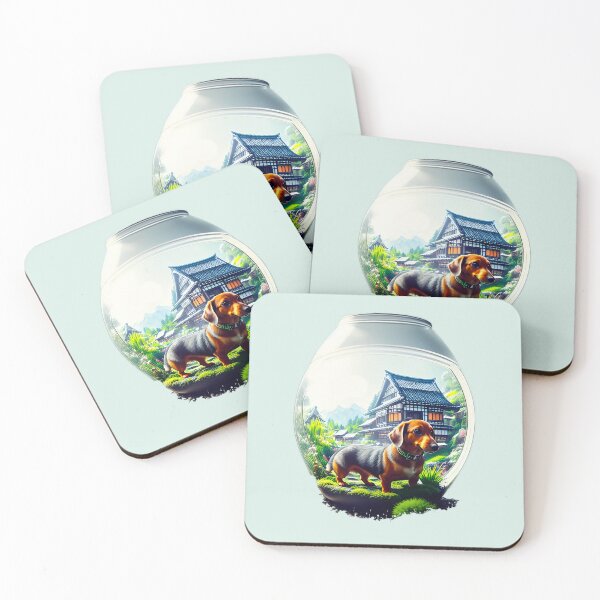 Item preview, Lush Green Serenity: Dachshund Relaxing in Shirakawa-go designed and sold by Pawsitive Palette.