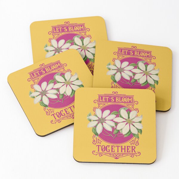 Item preview, Let's Bloom Together | Colorful Artwork | Deep Pink Lettering designed and sold by VintagePlantJoy.