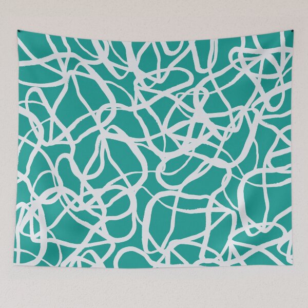 Item preview, Brushstroke Swirl - White on Turquoise designed and sold by Blue-Banana.