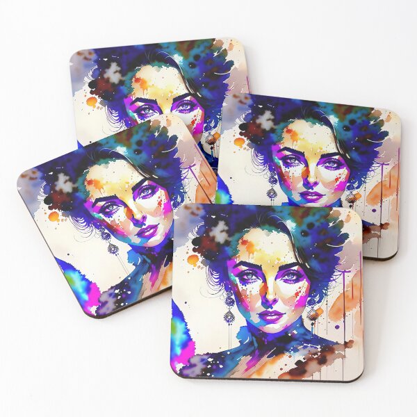 Item preview, Elizabeth Taylor portrait in watercolor designed and sold by IkonixArt.