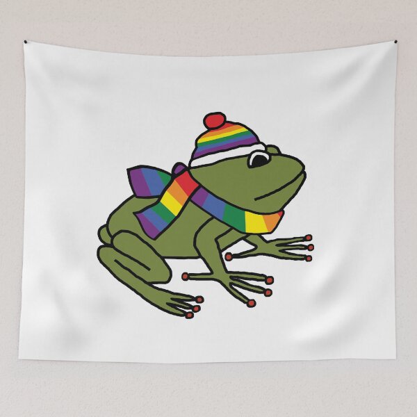 Item preview, Cute Frog and Rainbow Pride Flag Hat and Scarf  designed and sold by ellenhenry.