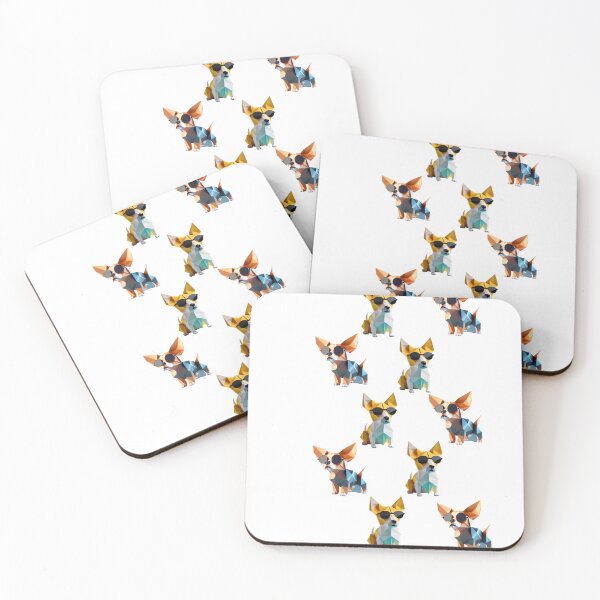 Item preview, Dog Wearing Glasses Pets Chihuahua Origami Man Woman Brown Blue Yellow STICKER PACK designed and sold by Furry-BFF.
