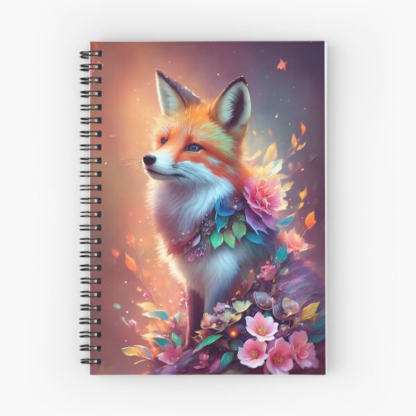 Item preview, Fox sitting in the forest surrounded by flowers designed and sold by Whimsy Bu.