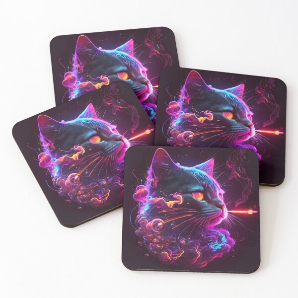 Item preview, Colorful neon cat art.  designed and sold by zeroxAI.