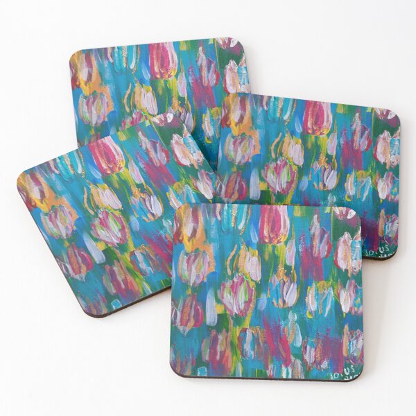 Item preview, Vibrant Tulips. Abstract Floral Pattern in Vedic Art Acrylic Painting. designed and sold by LotusBlanc.
