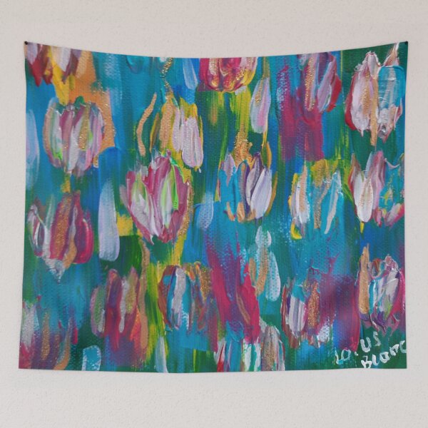 Item preview, Vibrant Tulips. Abstract Floral Pattern in Vedic Art Acrylic Painting. designed and sold by LotusBlanc.