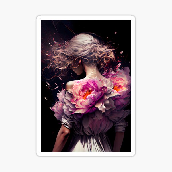 Floral Explosion - Queen of Peonies - Peonies Lovers Design Sticker