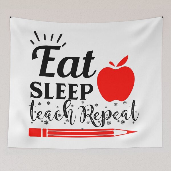 Item preview, EAT SLEEP TEACH REPEAT designed and sold by SticerOcean.